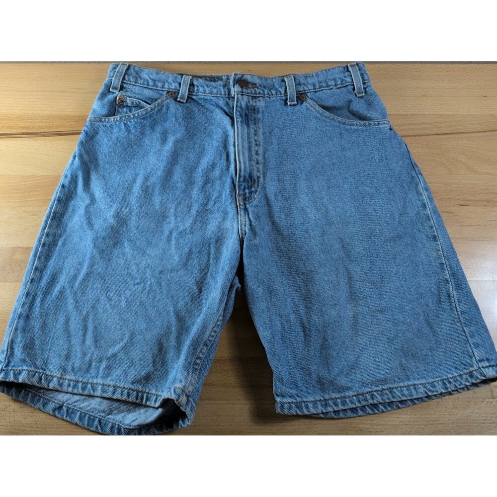 Vintage Levis 550 Orange Tab Light Wash Denim Shorts Mens Size 34 90s